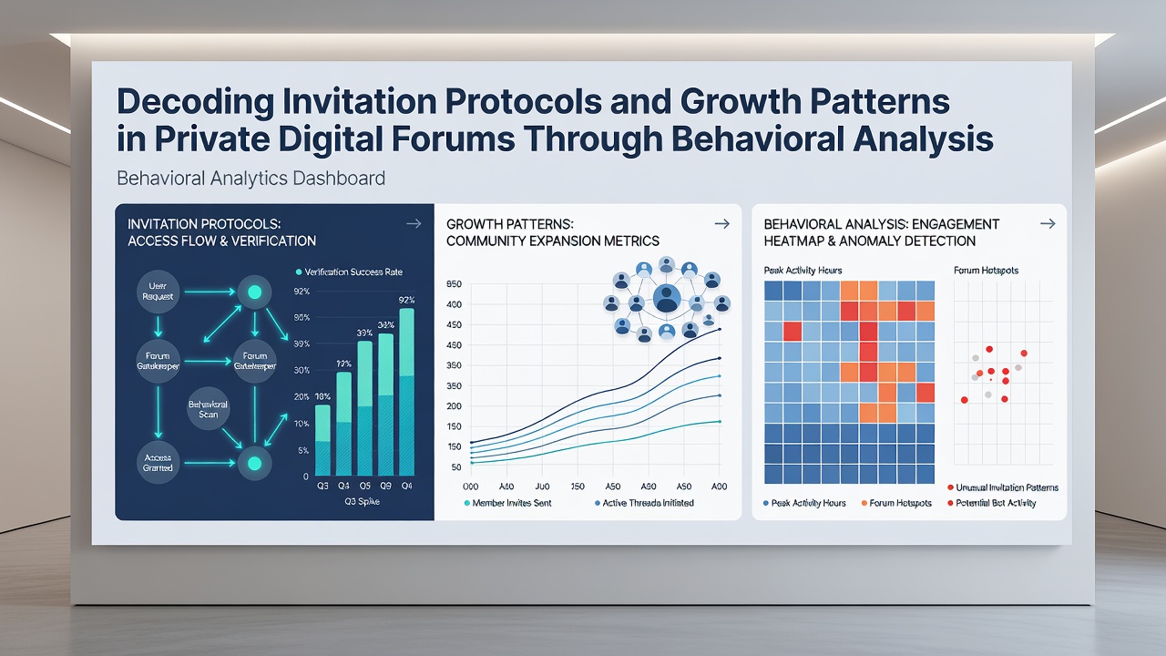 Analytics graphs showing behavioral patterns and invitation acceptance rates over time in exclusive online communities