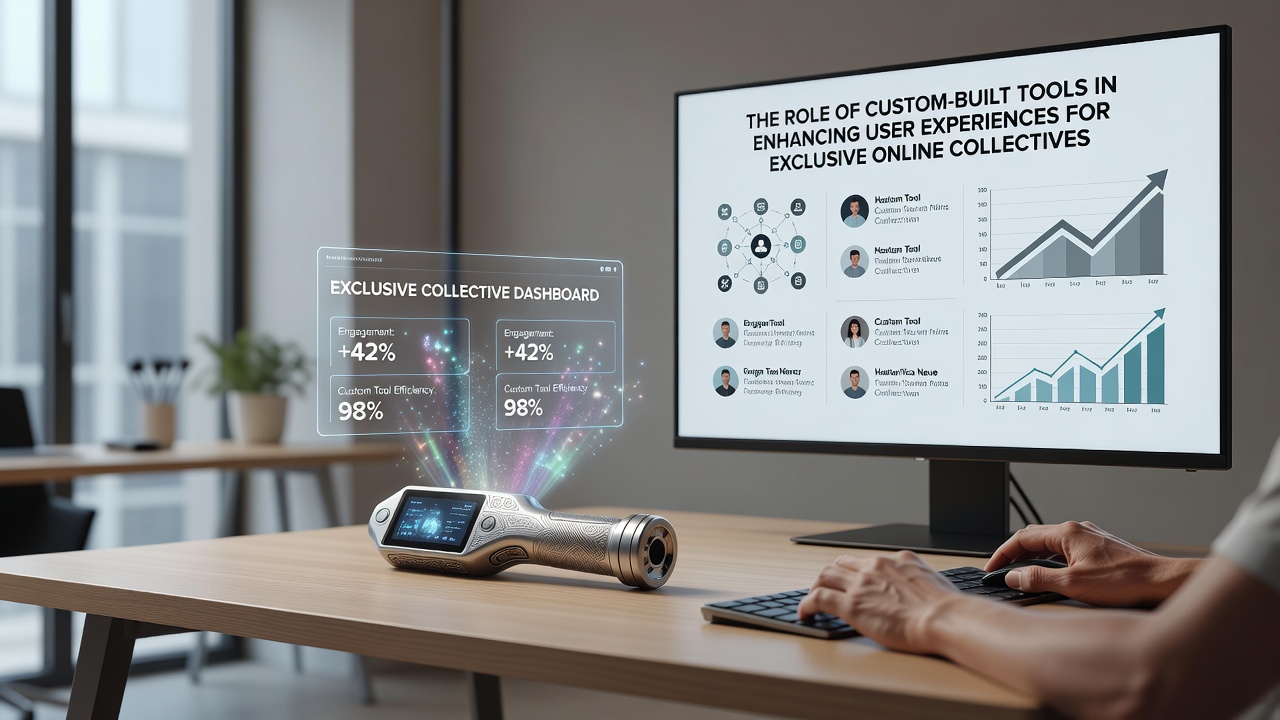 Members collaborating via custom-built tools in an exclusive online collective with integrated chat and project management features